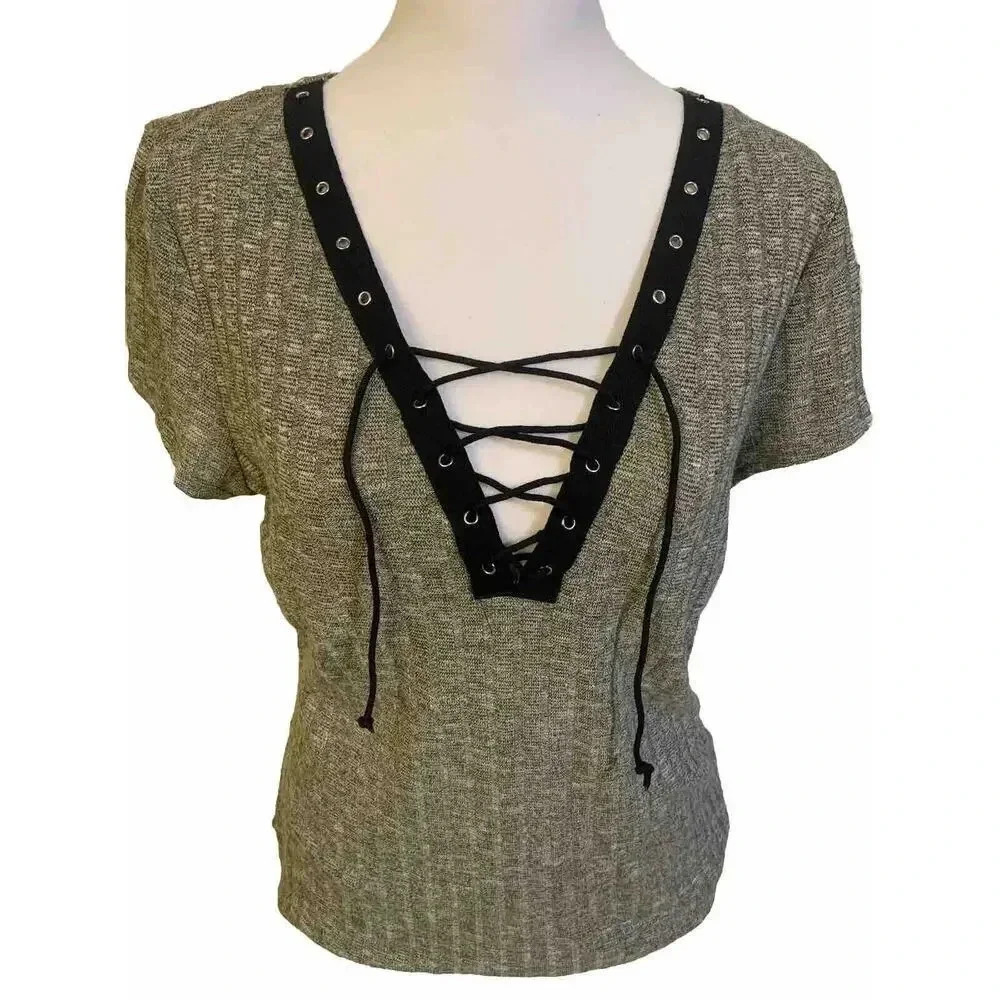 Y2K Lace Up Top